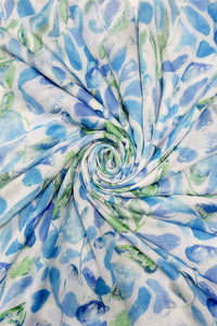 Spring Leaf Print Frayed Scarf