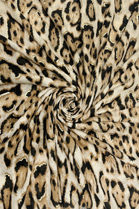 Gold Foil Leopard Print Frayed Scarf