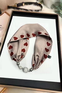 Loveheart Print Diamante Magnetic Clasp Scarf