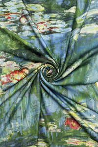 Klimt 'Flower Garden'/Monet 'Water Lily' Reversible Silk Scarf