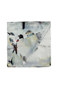 Birds on Branch Print Silk Square Scarf