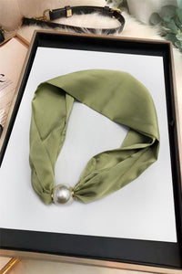 Elegant Plain Pearl Magnetic Clasp Scarf