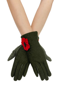 3D Poppy Flower Touchscreen Gloves