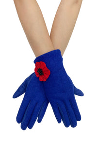 3D Poppy Flower Touchscreen Gloves