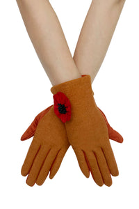 3D Poppy Flower Touchscreen Gloves