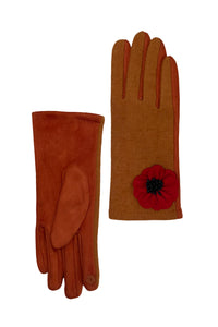 3D Poppy Flower Touchscreen Gloves