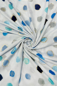 Foiled Polka Dot Print Frayed Scarf