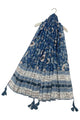 Traditional Peony Print Tassel Scarf