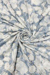 Foiled Ginkgo Leaf Print Frayed Scarf