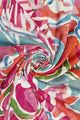 Large Tropical Floral Print Frayed Scarf