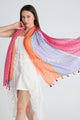 Colourful Floral Stripe Print Tassel Scarf