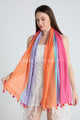 Colourful Floral Stripe Print Tassel Scarf