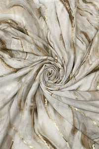 Foiled Swirl Print Frayed Scarf