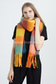 Colourful Cosy Check Blanket Tassel Scarf