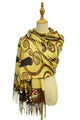 Klimt 'Tree of Life' Detail Print Wool Tassel Scarf