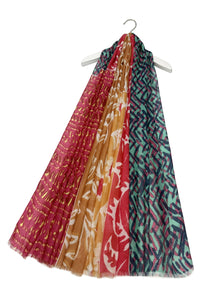 Abstract Indian Paisley Frayed Scarf