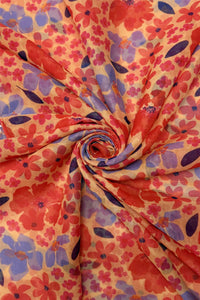 Cute Floral Print Frayed Scarf