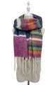 Multi Stripe Blanket Tassel Scarf