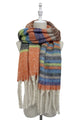 Multi Stripe Blanket Tassel Scarf