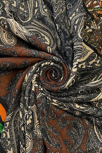 Indian Paisley With Border Frayed Scarf