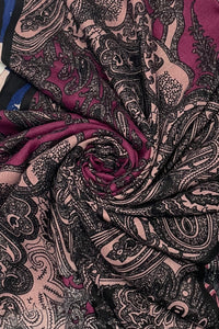 Indian Paisley With Border Frayed Scarf