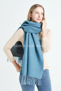 Two Tone Reversible Plain Tassel Scarf