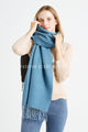 Two Tone Reversible Plain Tassel Scarf