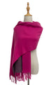 Two Tone Reversible Plain Tassel Scarf