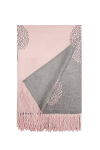 Tree Print Reversible Cotton Tassel Scarf