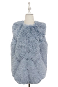 Plain Faux Fur Diamond Gilet Jacket