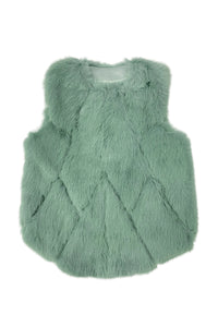 Plain Faux Fur Diamond Gilet Jacket