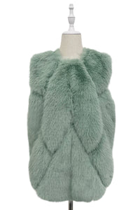 Plain Faux Fur Diamond Gilet Jacket