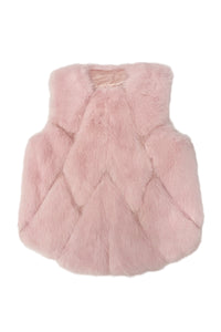 Plain Faux Fur Diamond Gilet Jacket