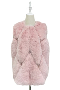 Plain Faux Fur Diamond Gilet Jacket