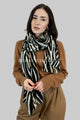 Soft Zebra Print Frayed Wool Scarf / Shawl