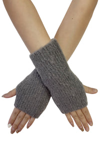 Soft Boucle Wool Knitted Fingerless Gloves