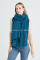 Pearl and Diamante Plain Wool Frayed Scarf