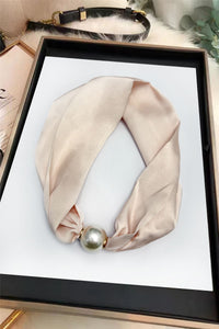 Elegant Plain Pearl Magnetic Clasp Scarf