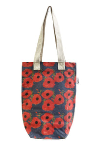 Vibrant Poppy Floral Print Cotton Tote Bag (Pack Of 3)