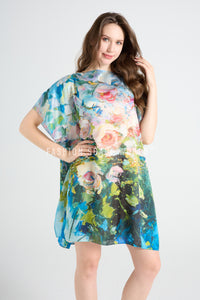 Rose Floral Print Silk Cover Up