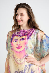 Modern Frida Kahlo Silk Cover Up