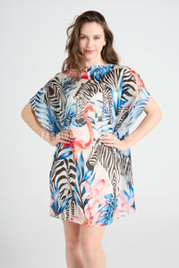 Zebra & Flamingo Silk Cover Up