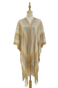 Stripe Metallic Tassel Kimono/ Cover Up