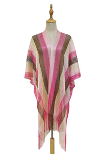 Stripe Metallic Tassel Kimono/ Cover Up