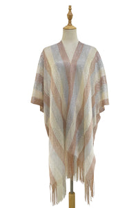 Stripe Metallic Tassel Kimono/ Cover Up