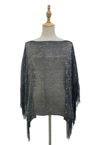 Diamante Metallic Mesh Tassel Cover Up