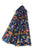 Colourful Fish Print Frayed Scarf