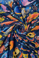 Colourful Fish Print Frayed Scarf