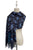 Decorative Reindeer & Night Sky Print Wool Scarf