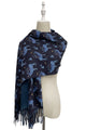 Decorative Reindeer & Night Sky Print Wool Scarf